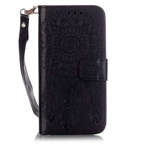 AussieSuperStore Homeware Supplies iPhone 7 Plus Aeolian Bells Pattern Emboss Leather Case with Holder & Card Slots & Wallet (Black) iPhone 7 Plus Leather Case with Holder & Card Slots & Wallet (Black) CBI7PEMBOSSCASEBLK